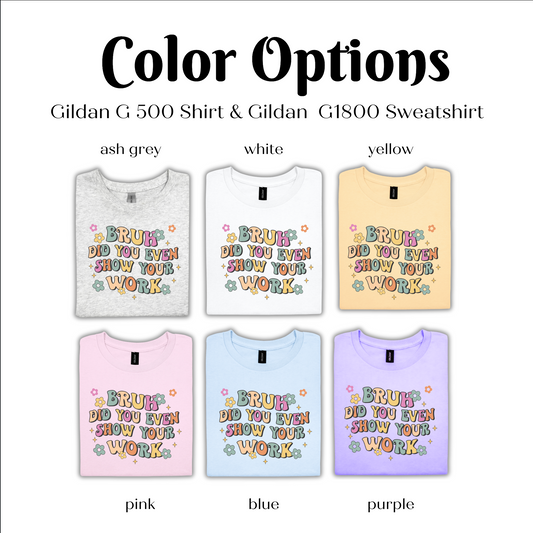 a group of t - shirts with the words color options