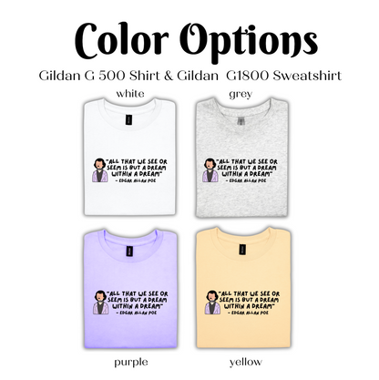 Color Options Gildan G 500 Shirt & Gildan G1800 Sweatshirt