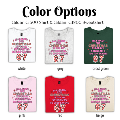 Color options for a Gildan G 500 Shirt and Gildan G1800 Sweatshirt.
